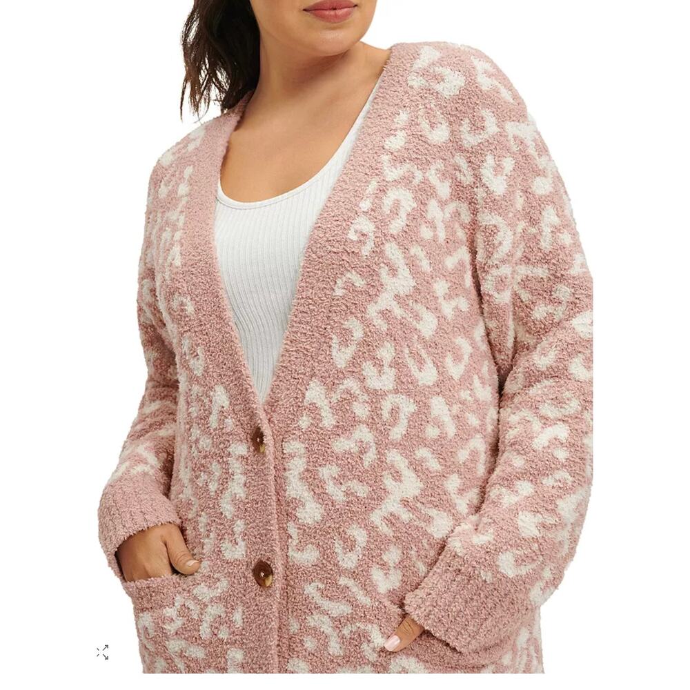 NWT UGG Joselyn Leopard Print Fuzzy Cardigan Sz M… - image 3